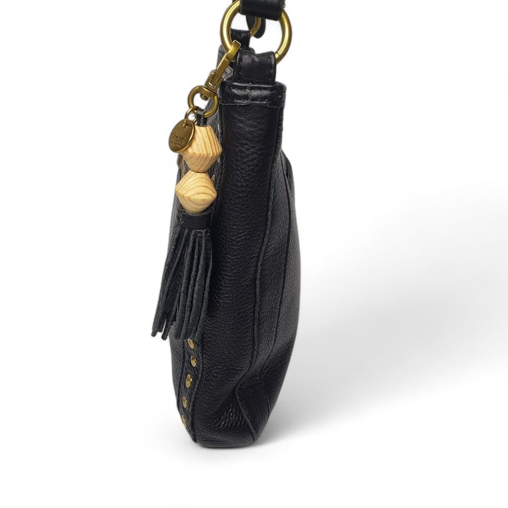 The Sak Sutton Black Pebble Leather Gold Studded Crossbody Purse - Picture 4 of 10